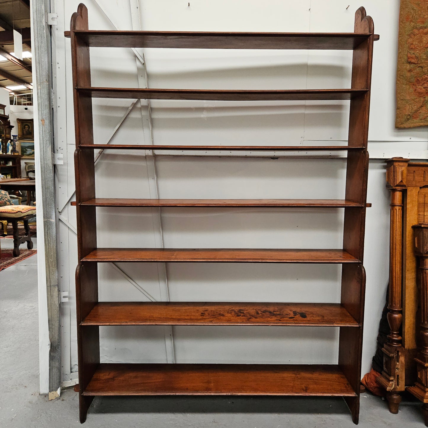 Late Victorian Mahogany 6 Tier Waterful Front Free Standing Bookcase