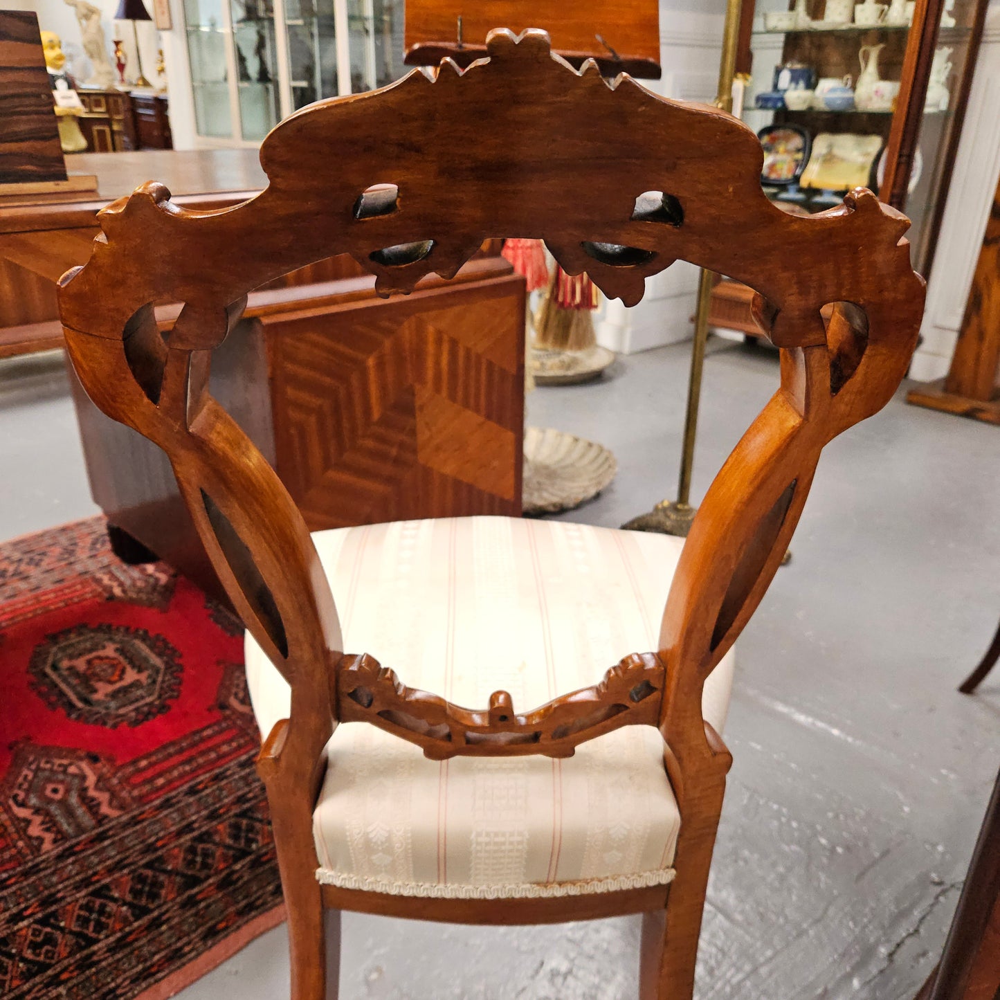 Victorian Walnut Carved Back Side Chair