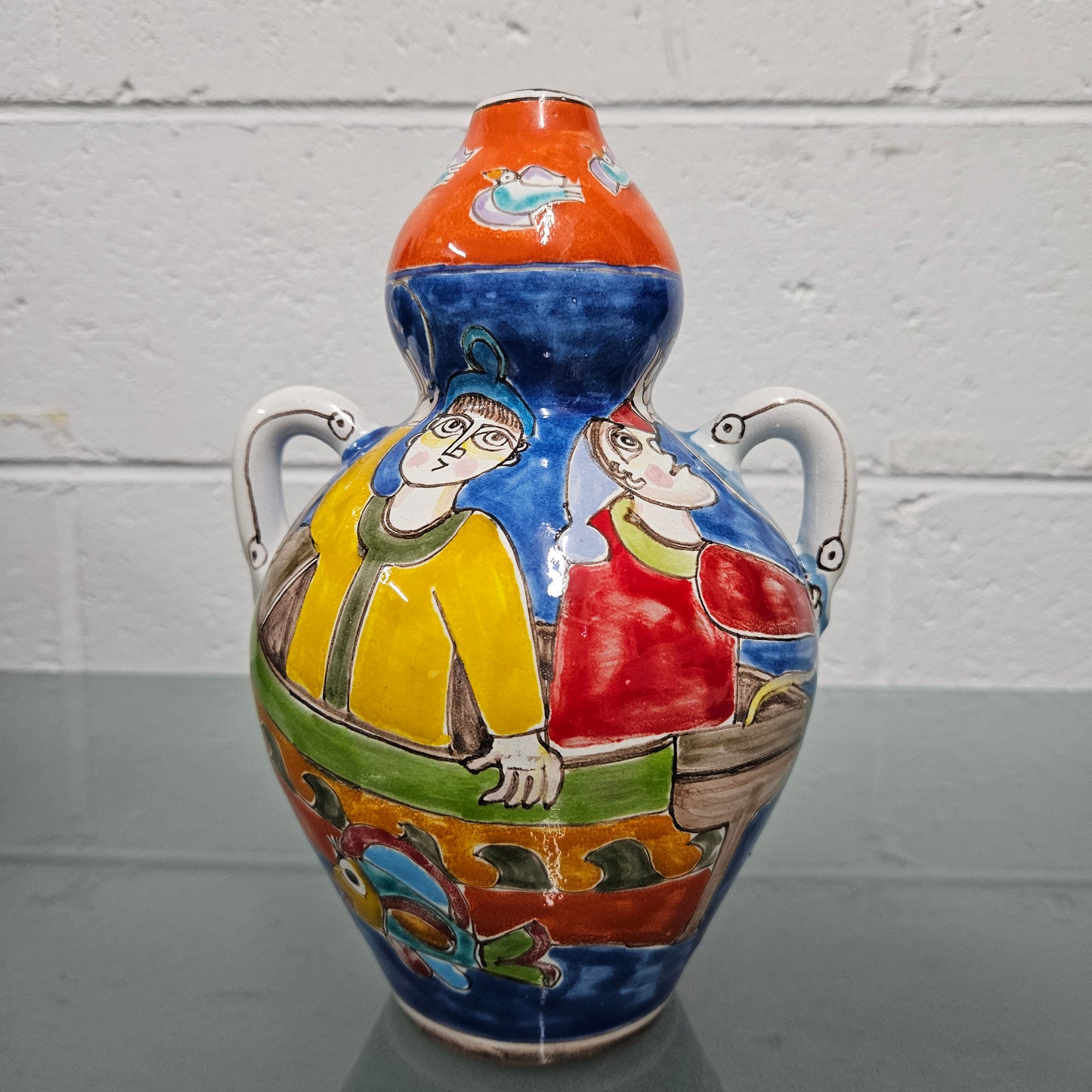 Giovanni Desimone Italian Hand Painted Mid Century Modern Vase