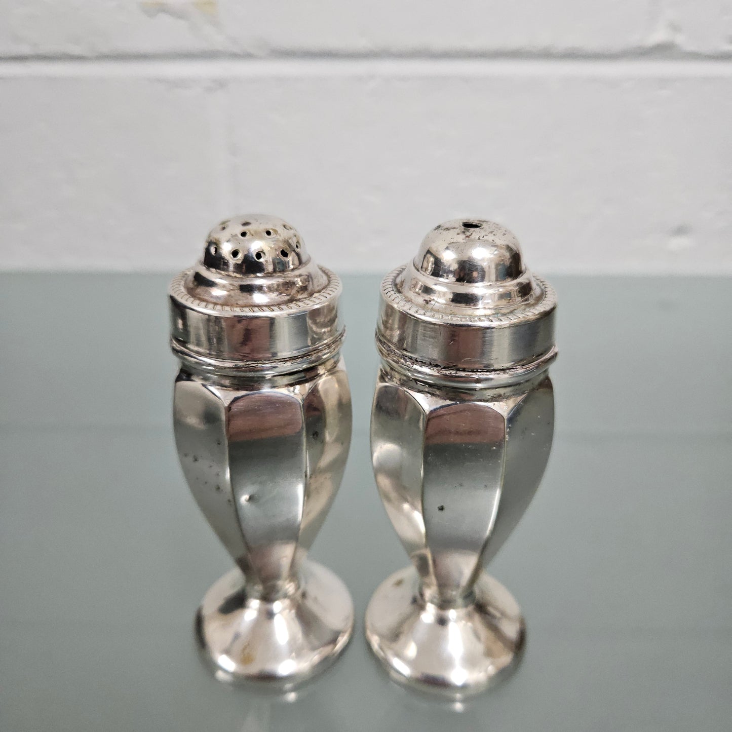 Pair EPNS Silver Plated Salt & Pepper Shakers