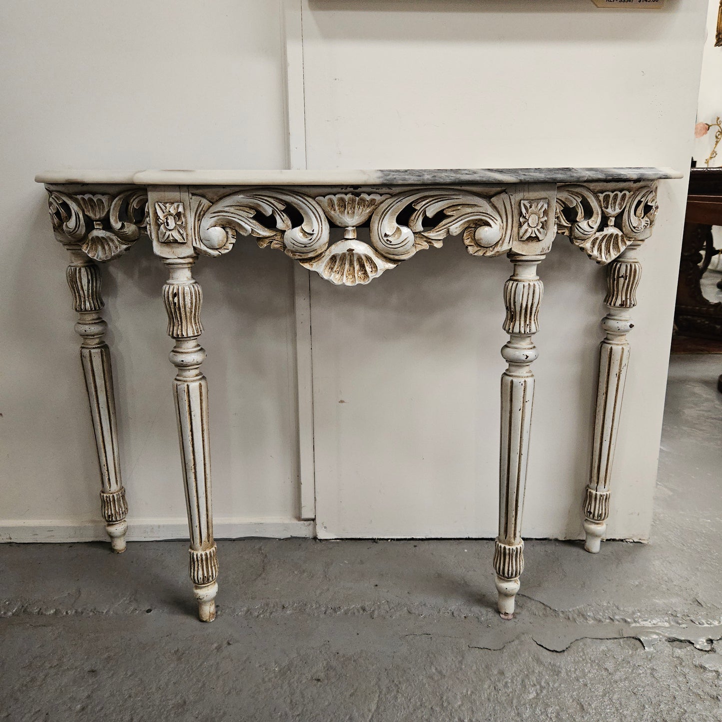 Louis XVI Style Painted Console Table With Marble Top