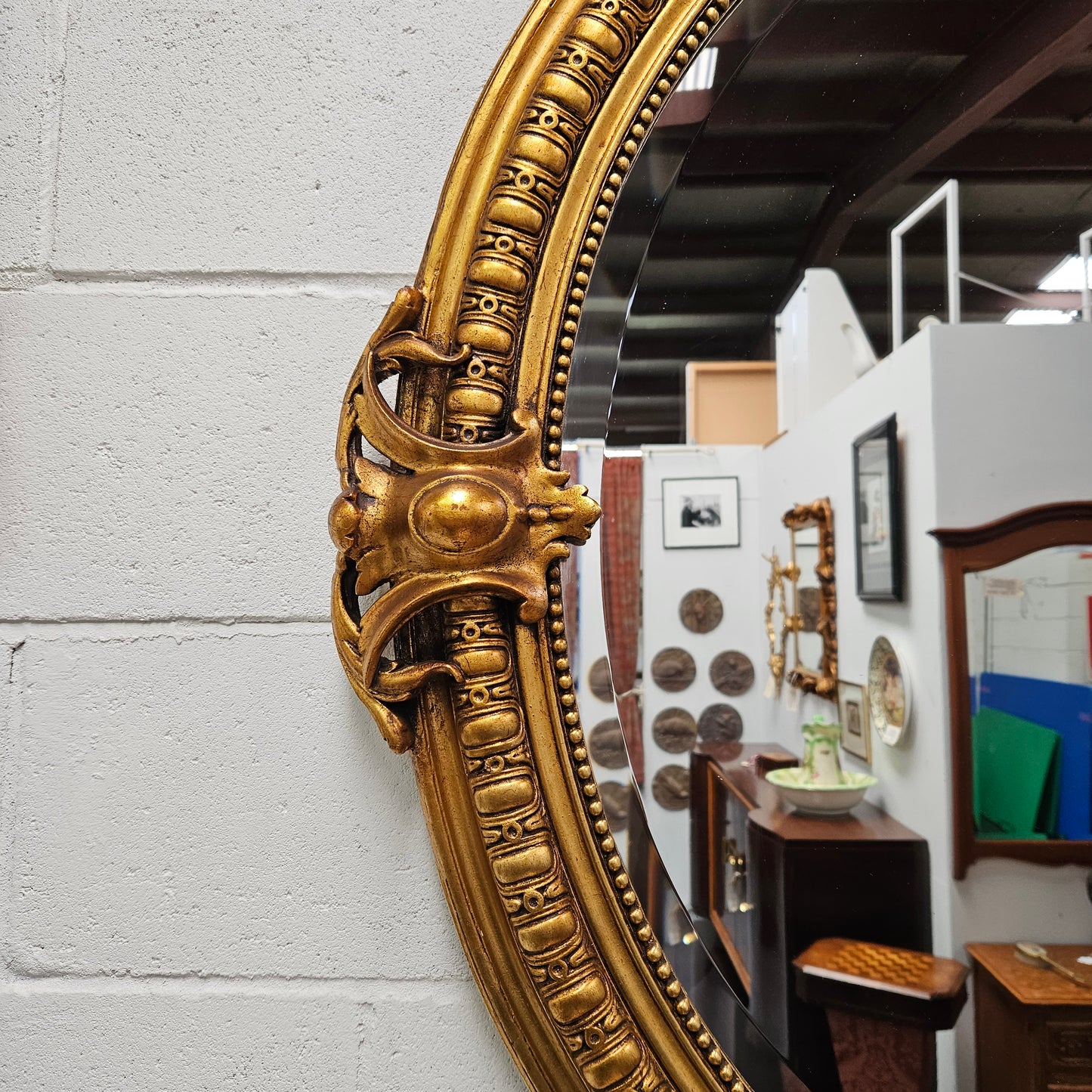 19th Century Gilt Louis XV Style Oval Bevelled Mirror