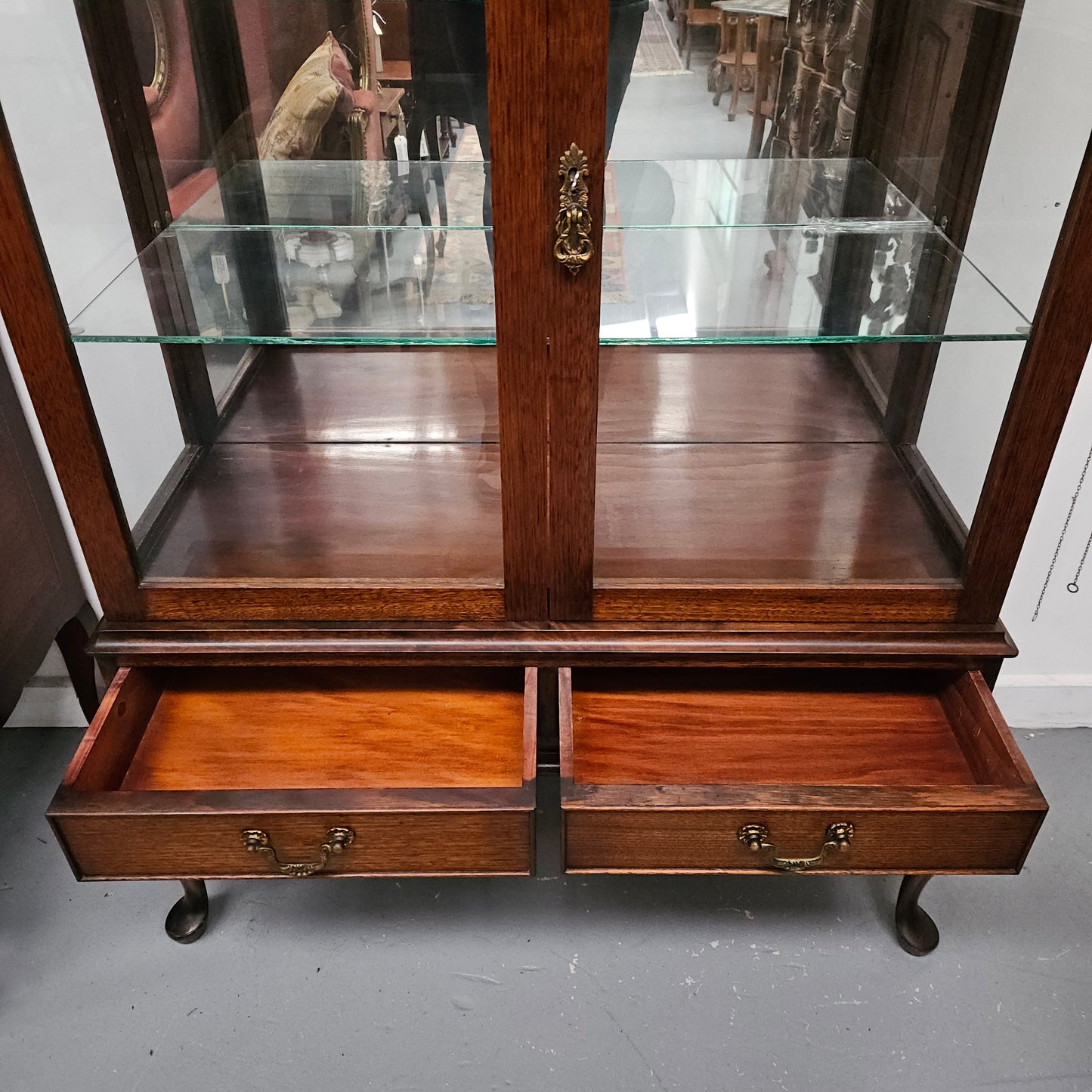 Two Door Display Cabinet With Two Drawers