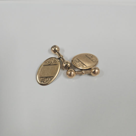 Pair Double Gold "Rodd" Antique Cuff Links