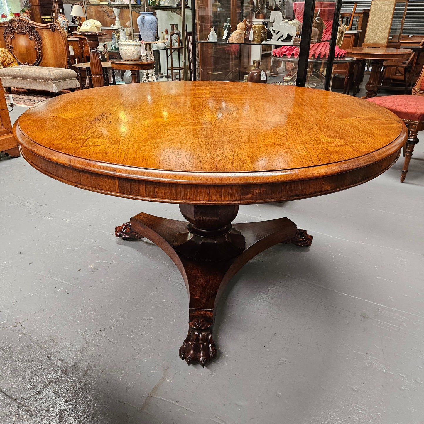 Antique Late Regency Rosewood Circular Dining Table