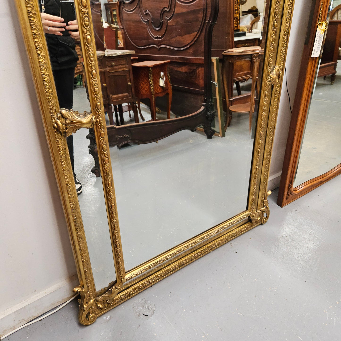 Rare French Louis XV Style Large Cushion Mirror