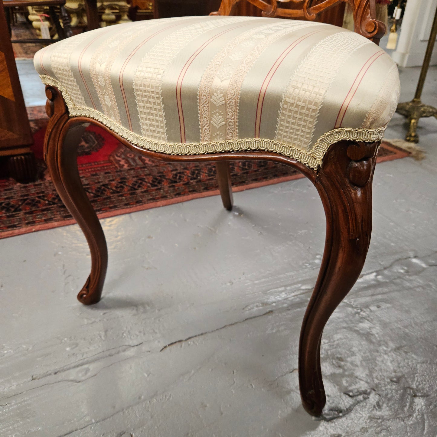 Victorian Walnut Carved Back Side Chair