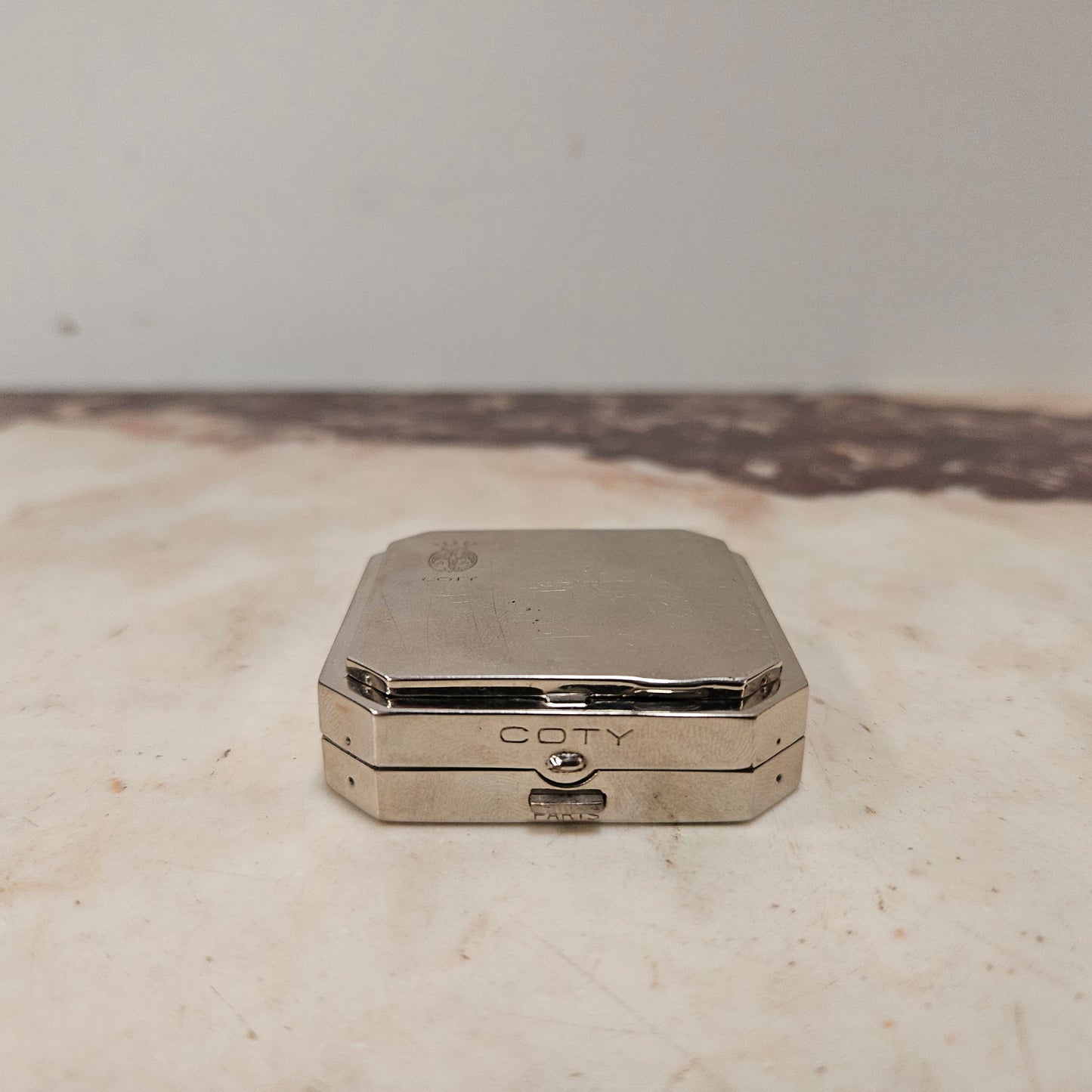 Original "Coty" Chrome Powder and Rouge Compact