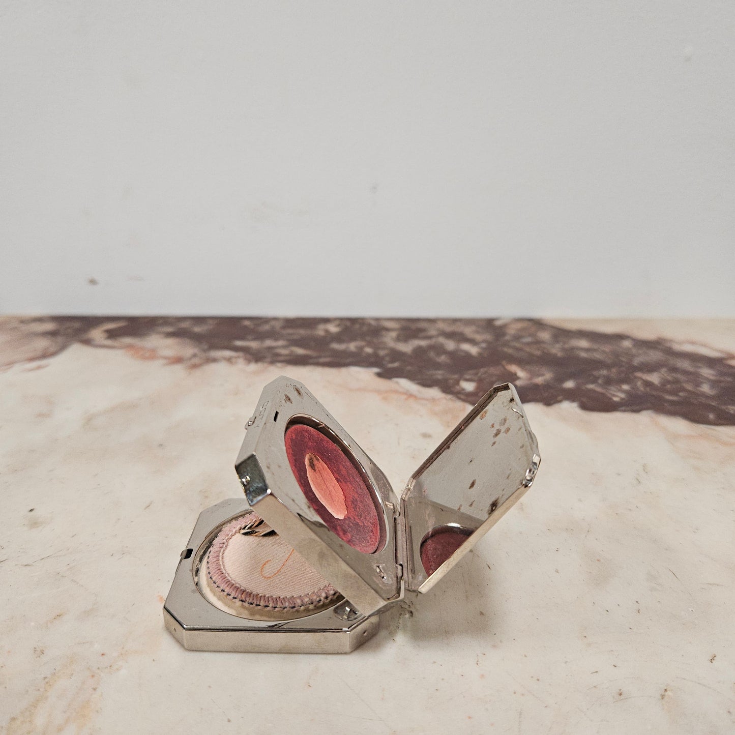 Original "Coty" Chrome Powder and Rouge Compact