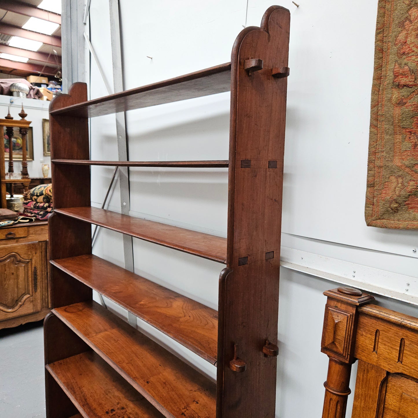 Late Victorian Mahogany 6 Tier Waterful Front Free Standing Bookcase