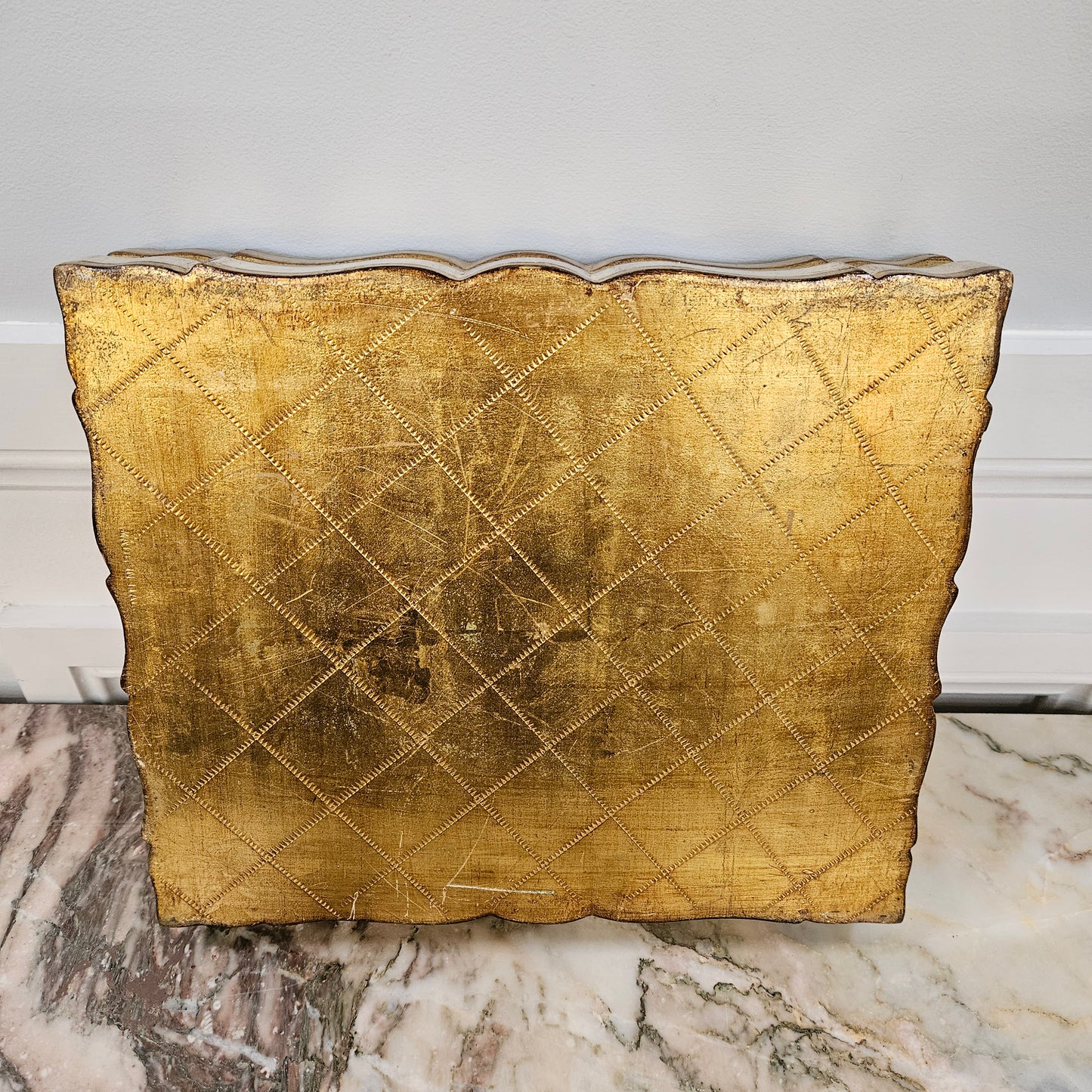 Florentine Gilded Wooden Box Displaying A Scene of Venice.