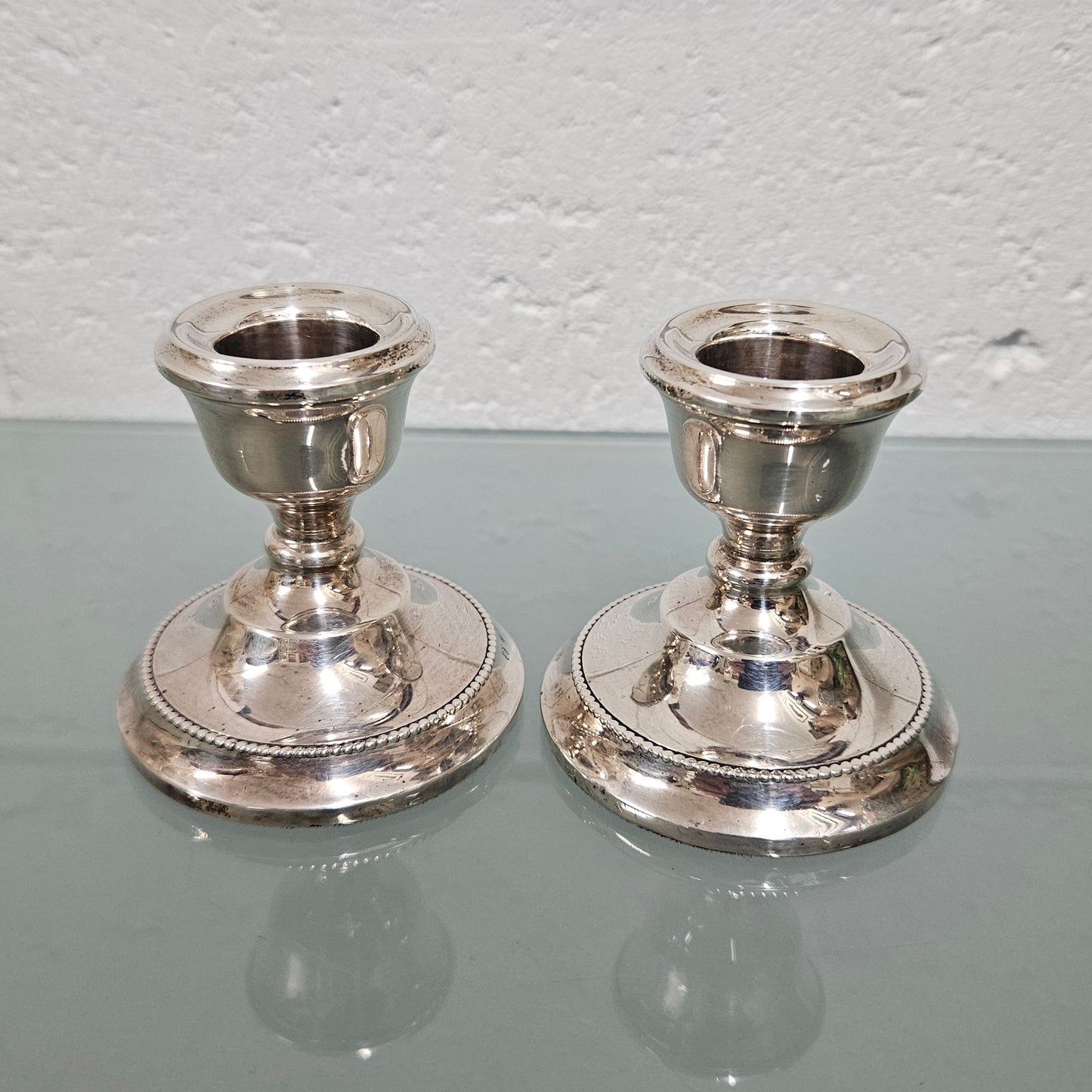 Pair of Birmingham Sterling Silver Candle Holders