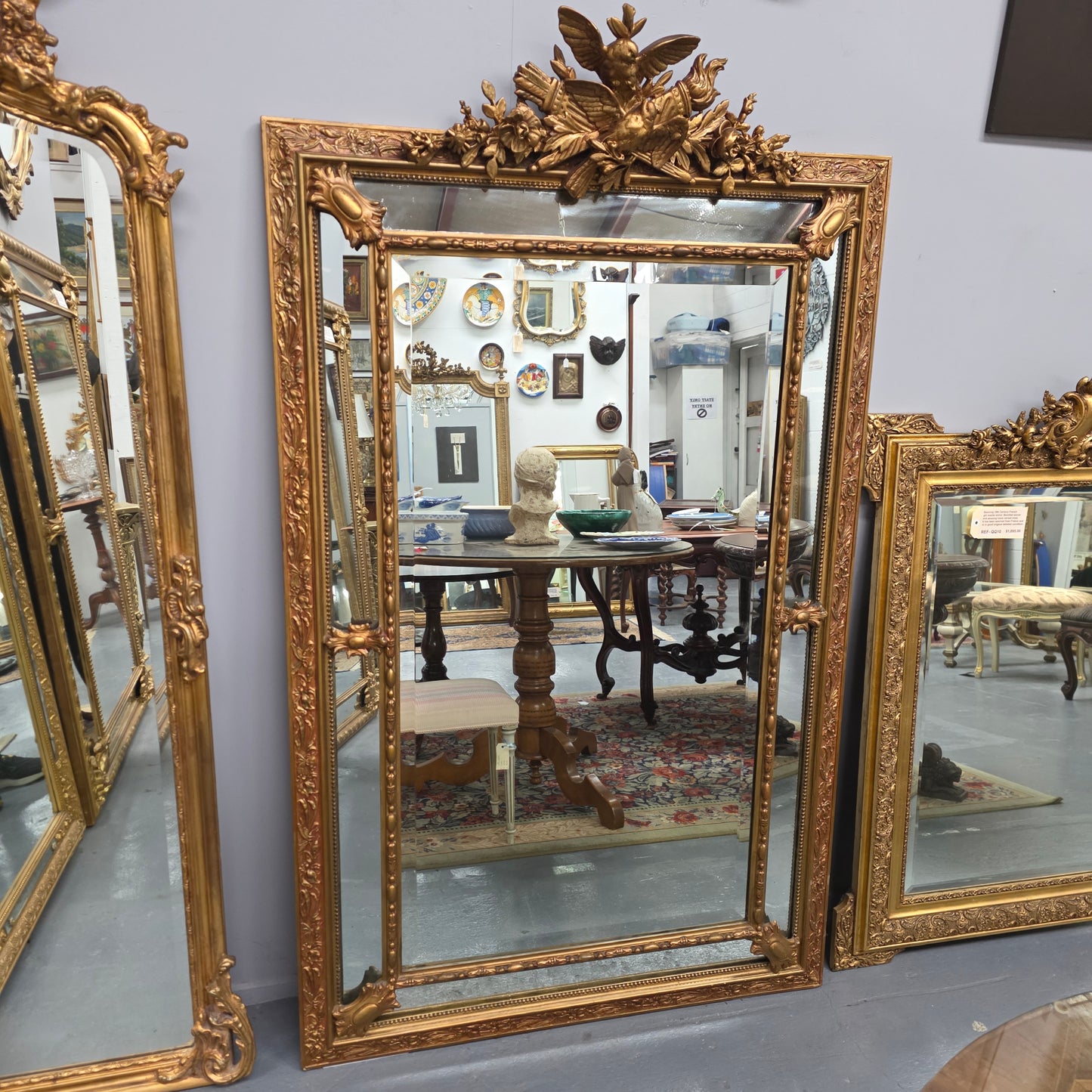 Impressive 19th Century Large French Gilt Cushion Mirror