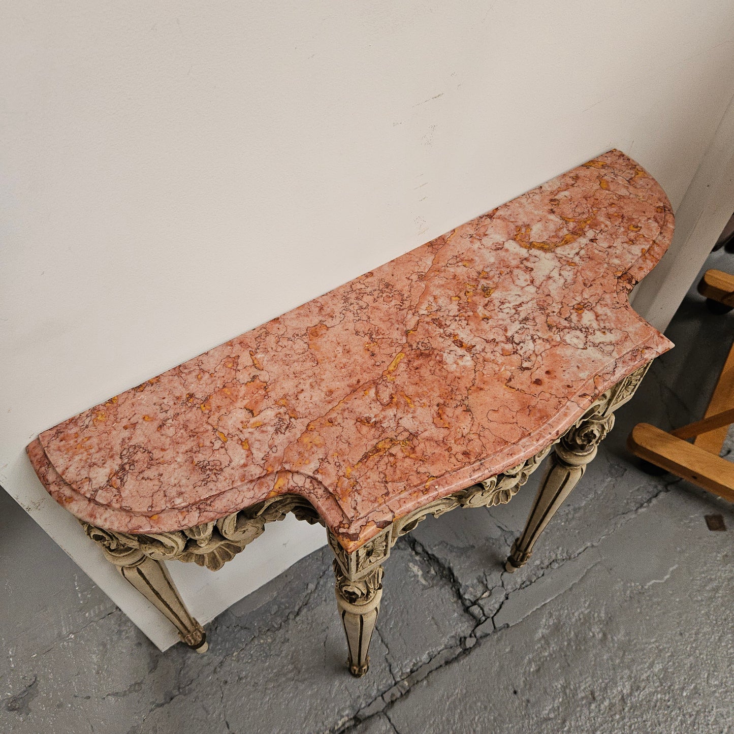 Louis XVI Style Painted Console Table With Marble Top