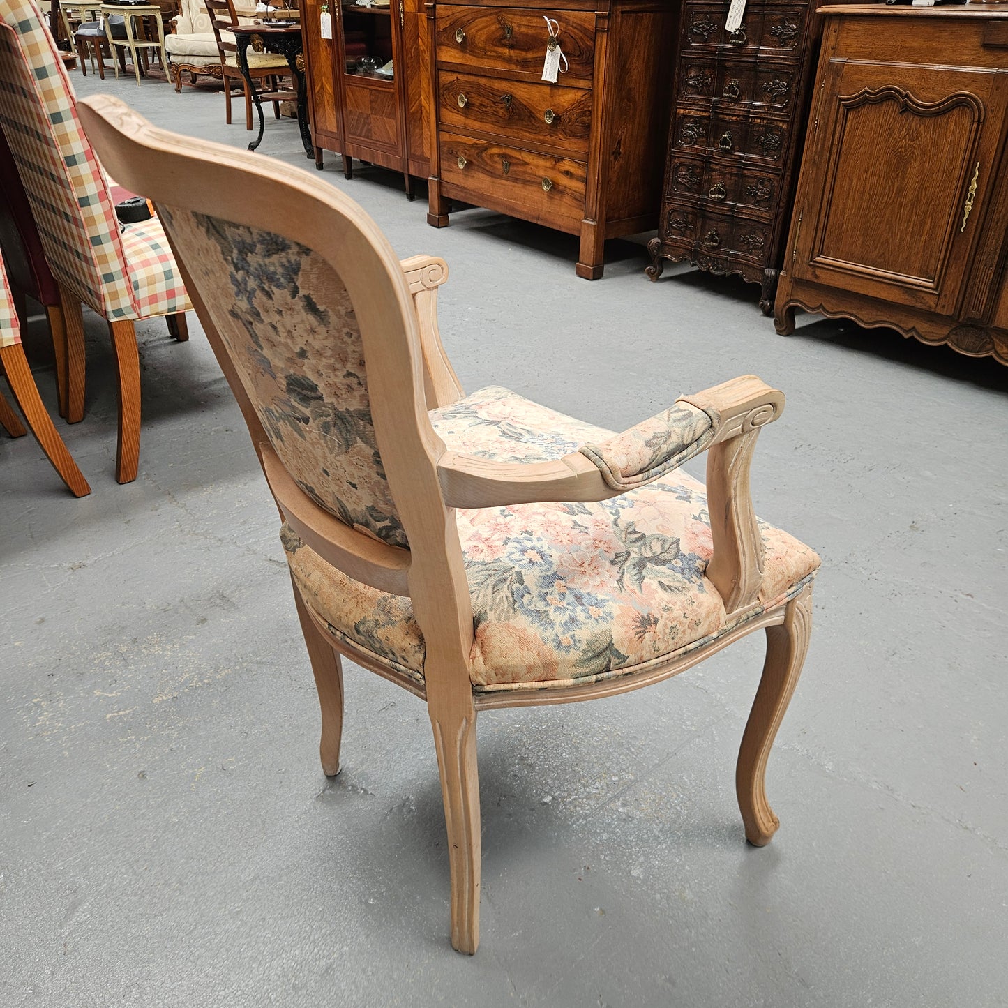 Vintage Whitewash Provincial Style Armchair