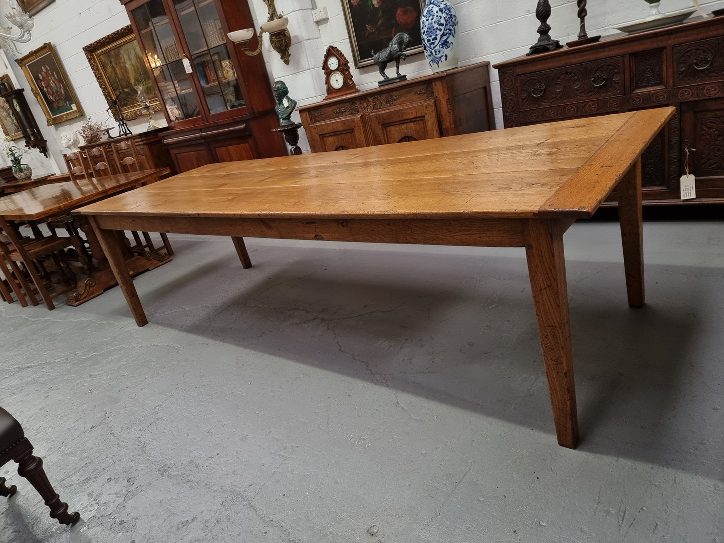 Vintage Reclaimed French Oak Three Plank Farmhouse Table