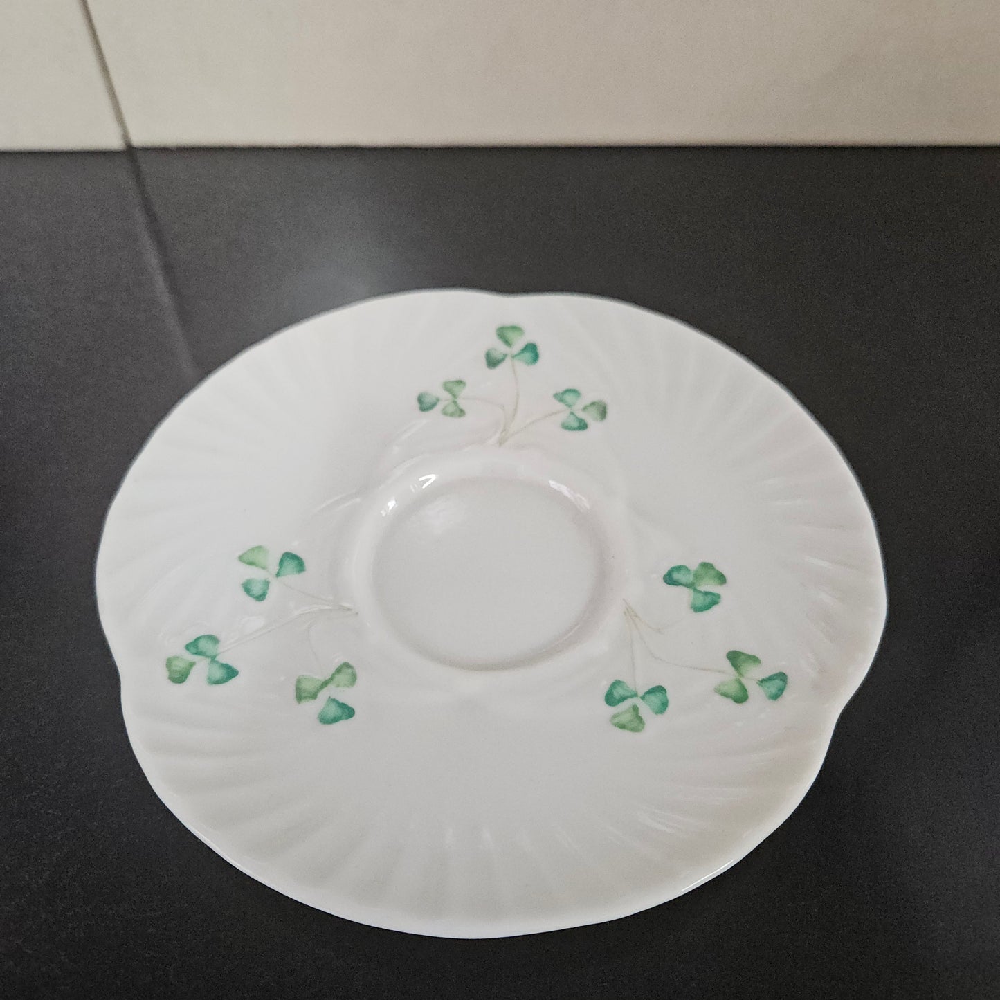 Belleek Coffee Cup and Saucer In Shell Pattern