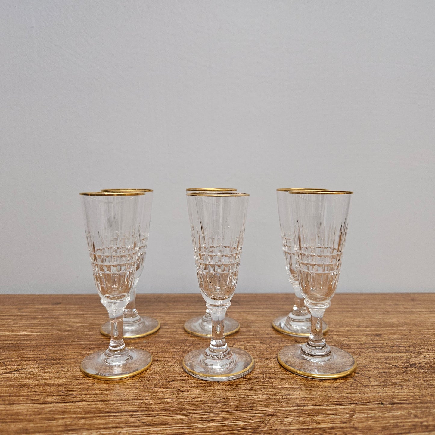 Set Of 6 Stemmed Crystal Liqueur Glasses