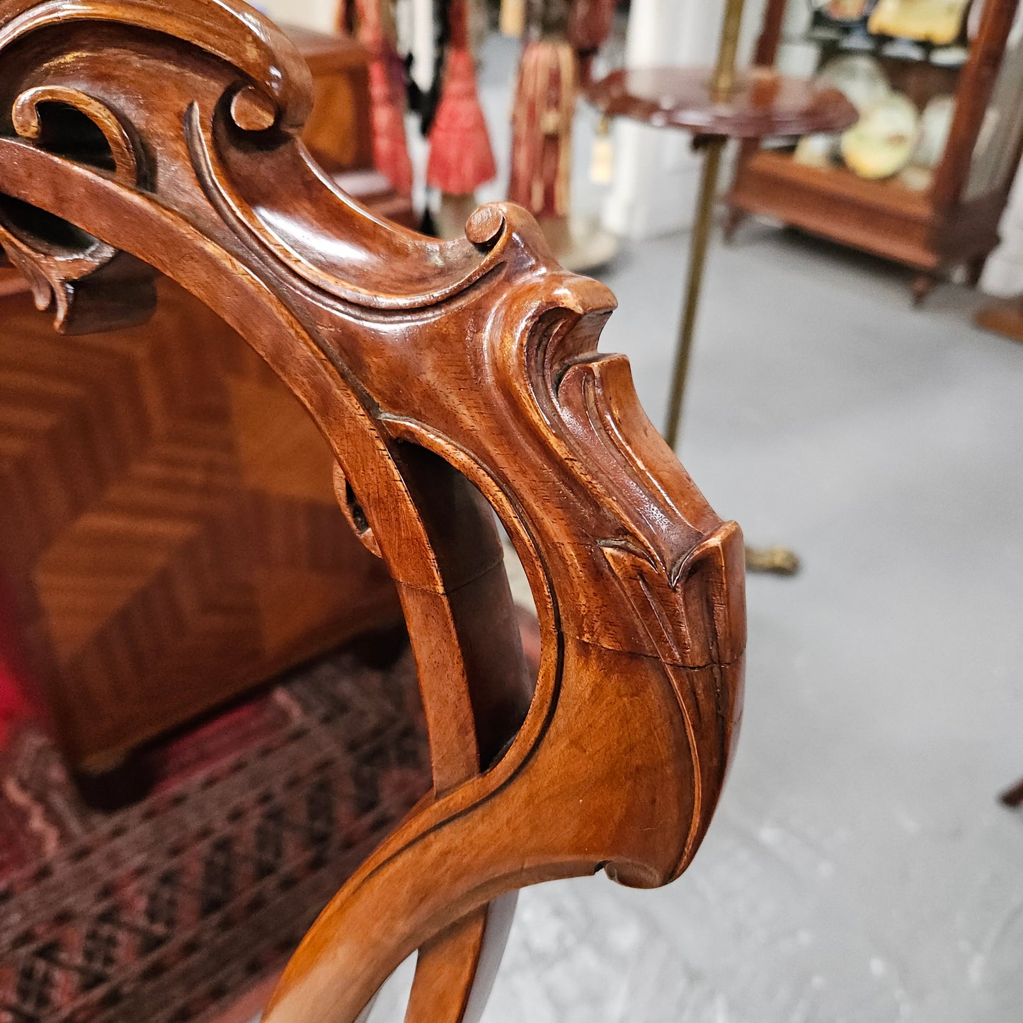 Victorian Walnut Carved Back Side Chair