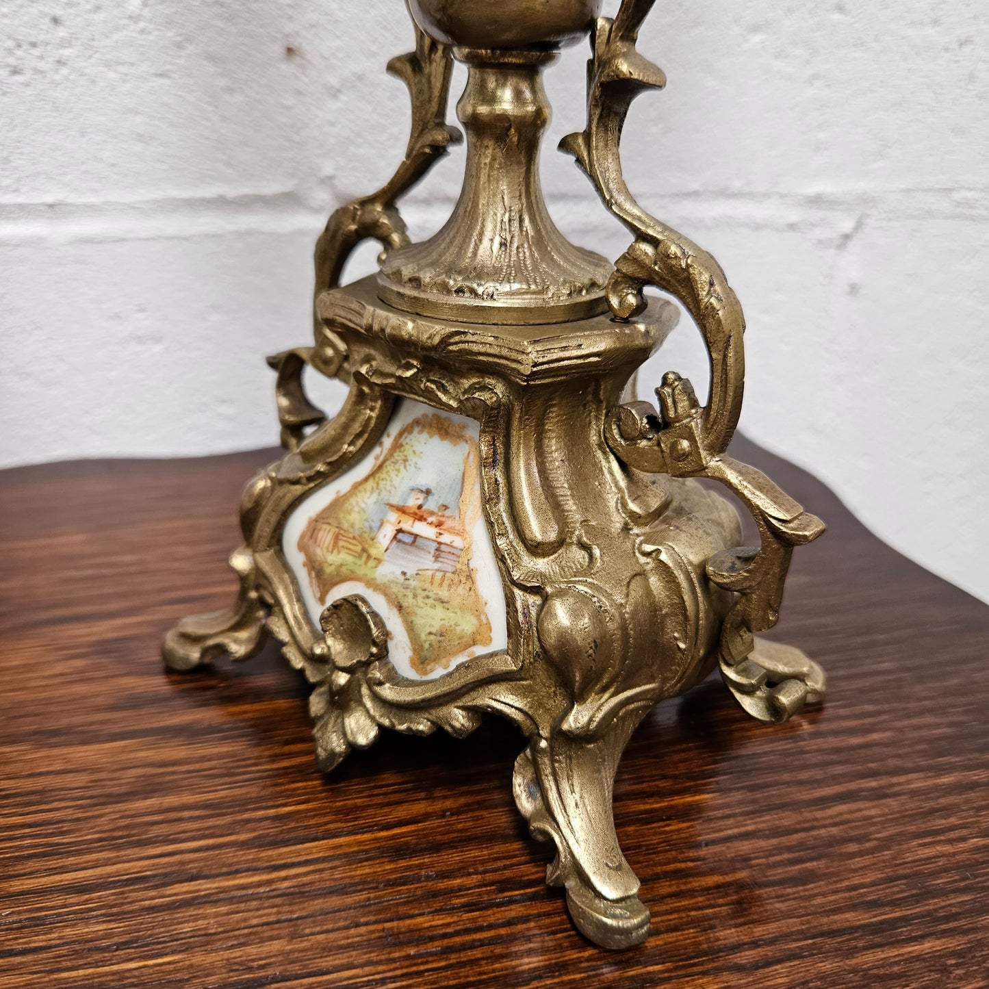 Pair of Vintage Brass & Porcelain Candlesticks