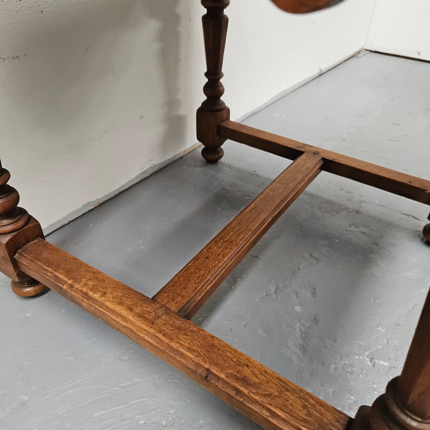 French Oak Footstool With Yellow Upholstery