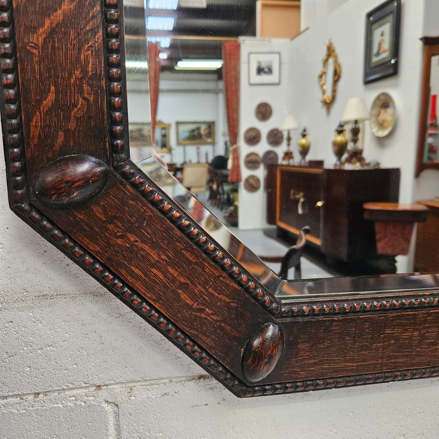 Edwardian Oak Wall Mirror