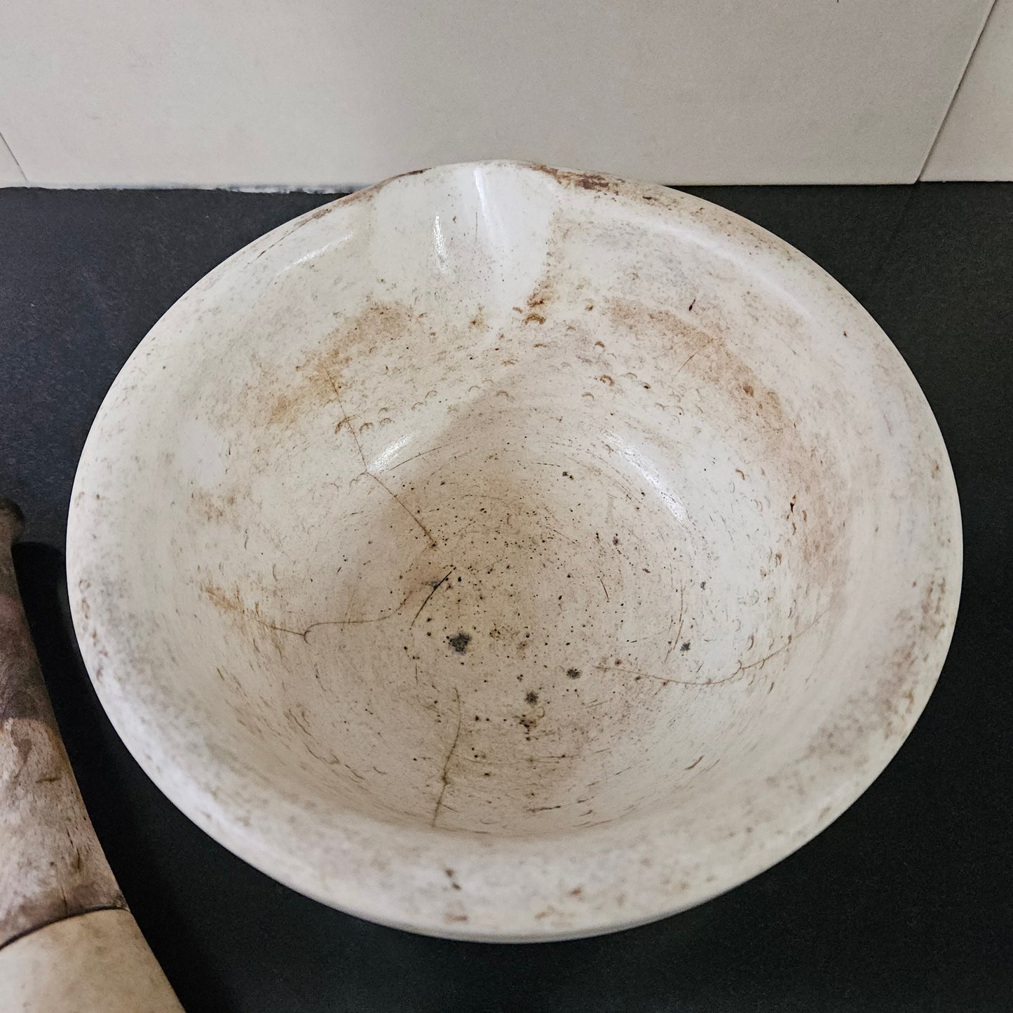 Antique Sheoak/Ceramic Apothecary Mortar and Pestle