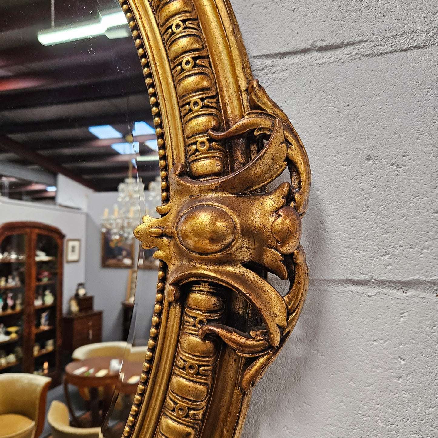 19th Century Gilt Louis XV Style Oval Bevelled Mirror