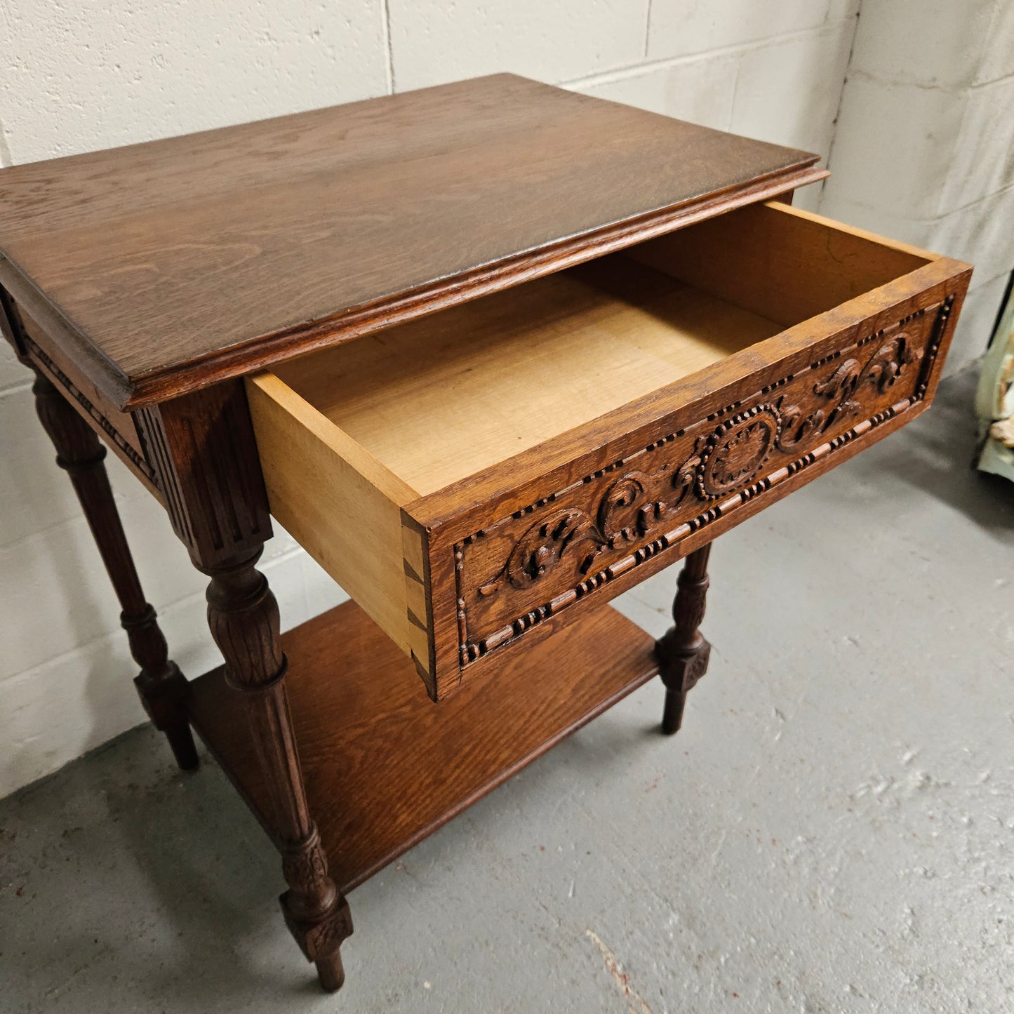 French Oak One Drawer Side Table