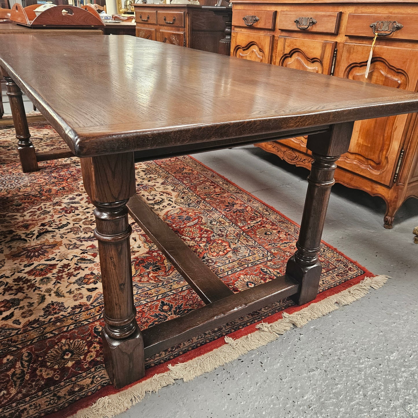 Dark Oak French Pedestal Base Dining Table