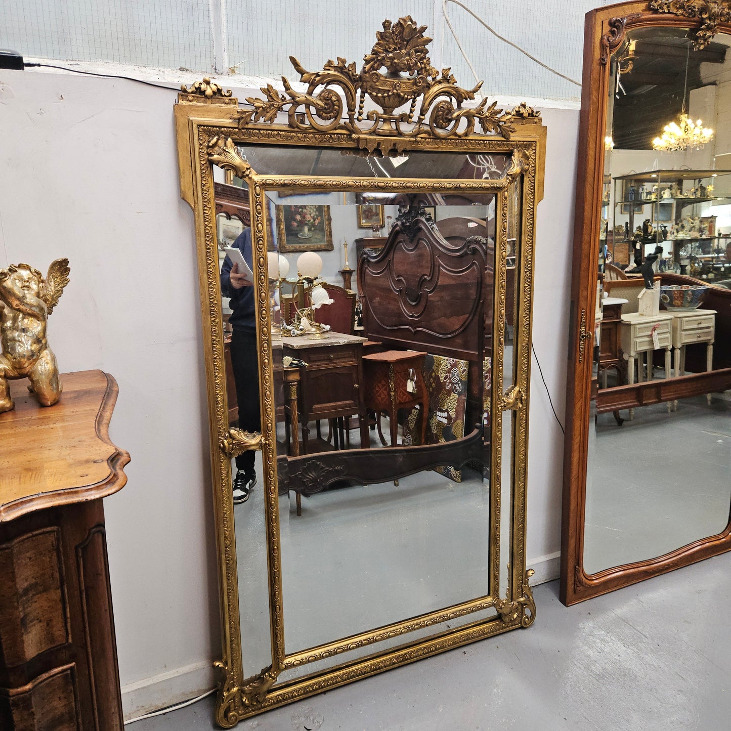Rare French Louis XV Style Large Cushion Mirror