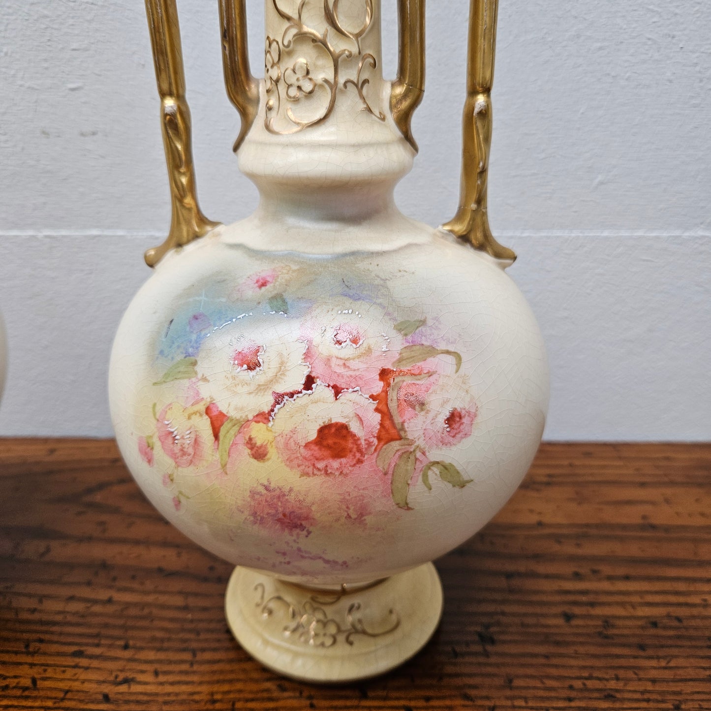 Pair of Edwardian Hand Painted Vases