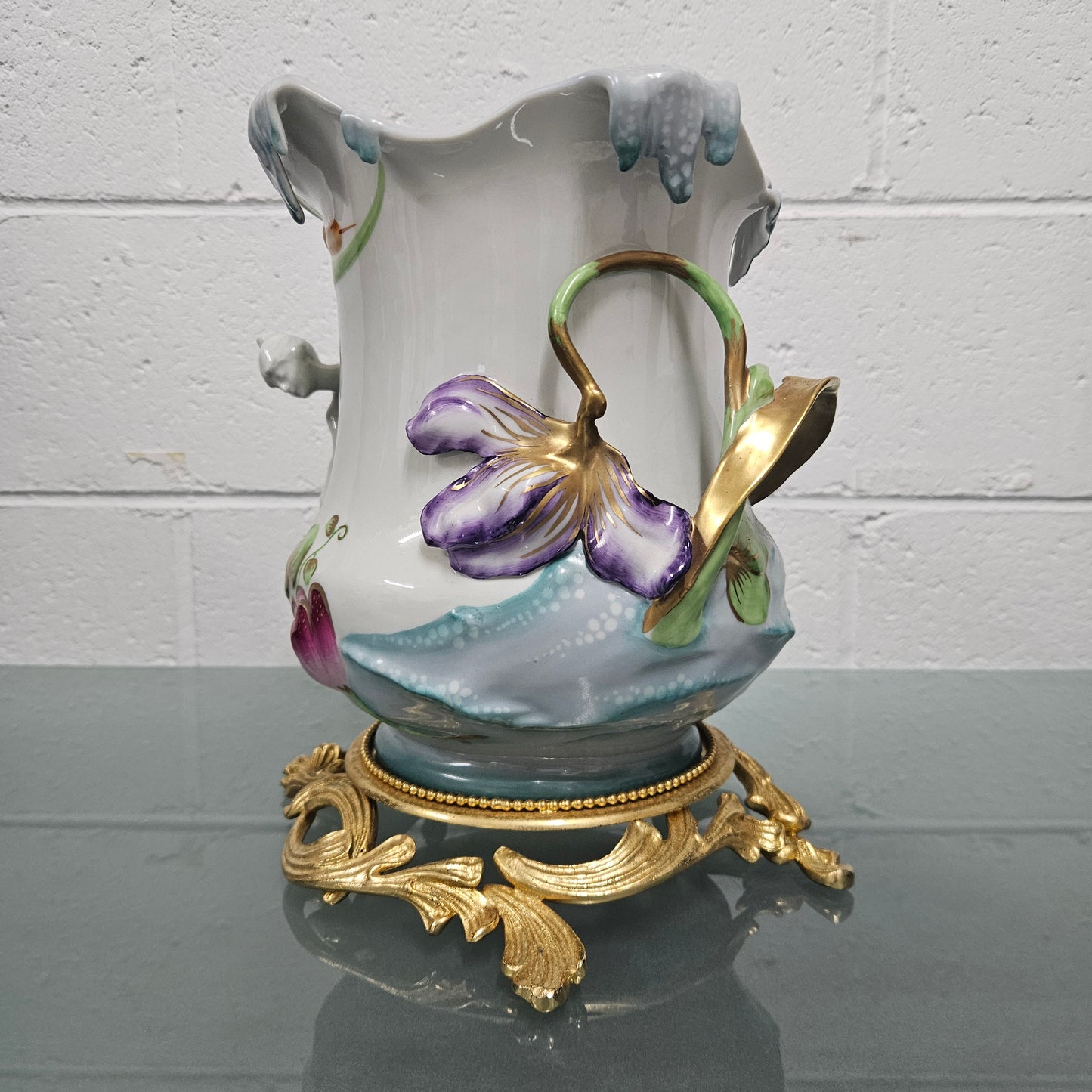 Stunning Art Nouveau Sevres Style Vase With Gilt Bronze Base