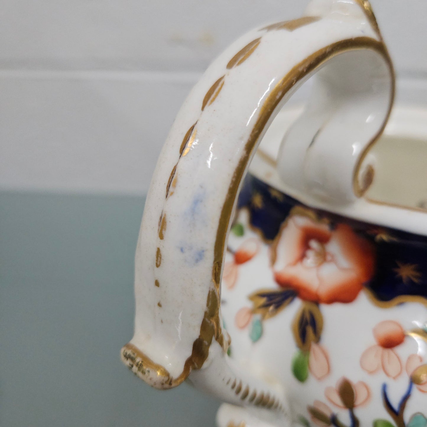 Antique Ridgway Porcelain Hand Painted Gilt & Floral Decorated Teapot Circa 1825