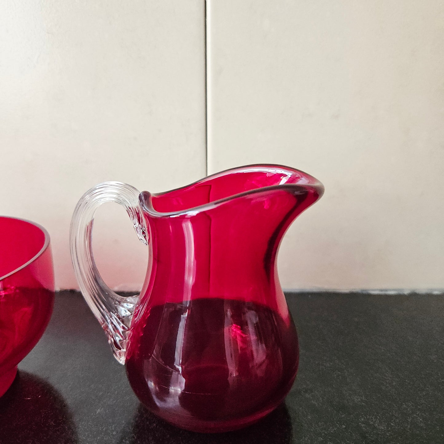 Ruby Glass Jug & Bowl