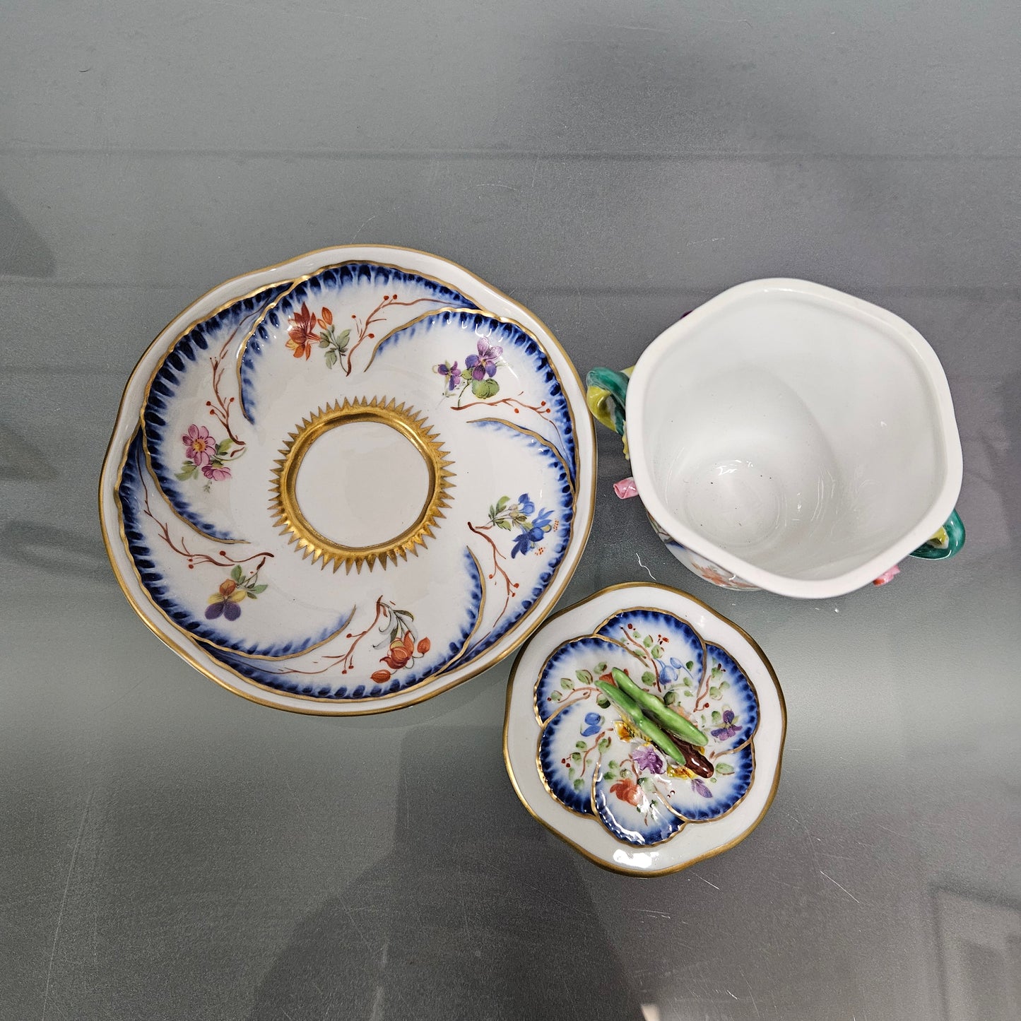 Stunning French Sevres Style Sucrier With Butterfly Lid
