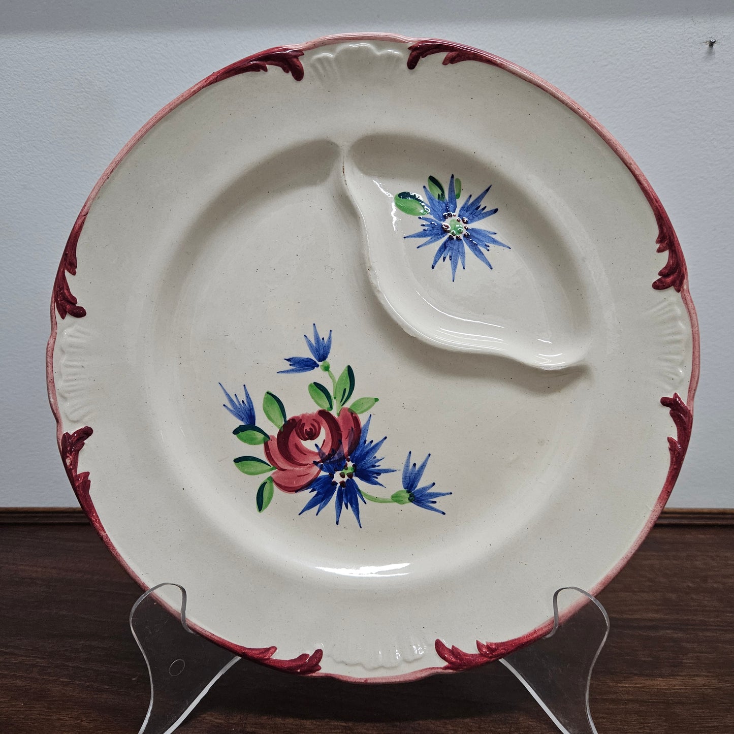 Longchamp French Antique Hand-Painted Ironstone Asparagus Plate