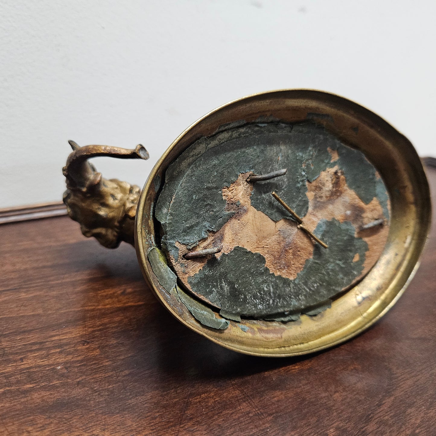 Antique Brass Detailed Elephant Statue On Stand