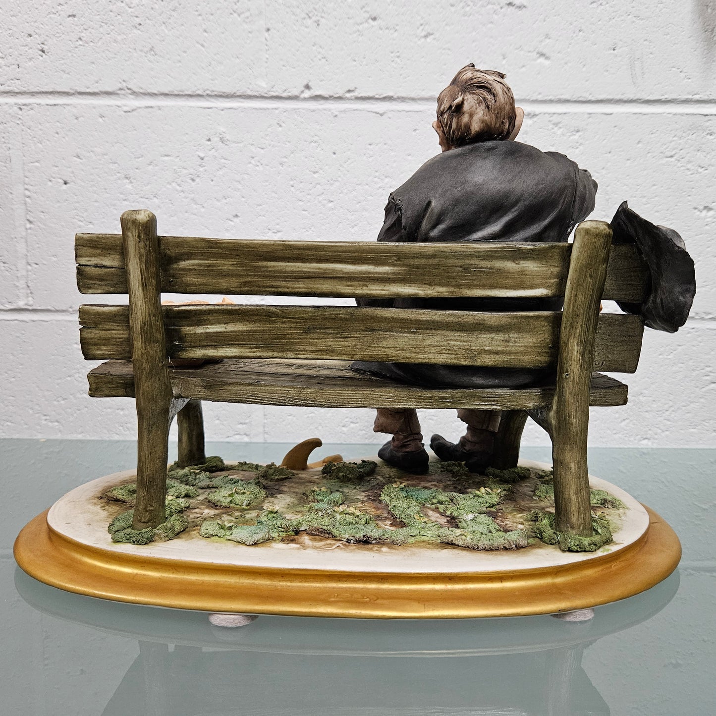 Vintage Capodimonte Tramp Sitting on Park Bench