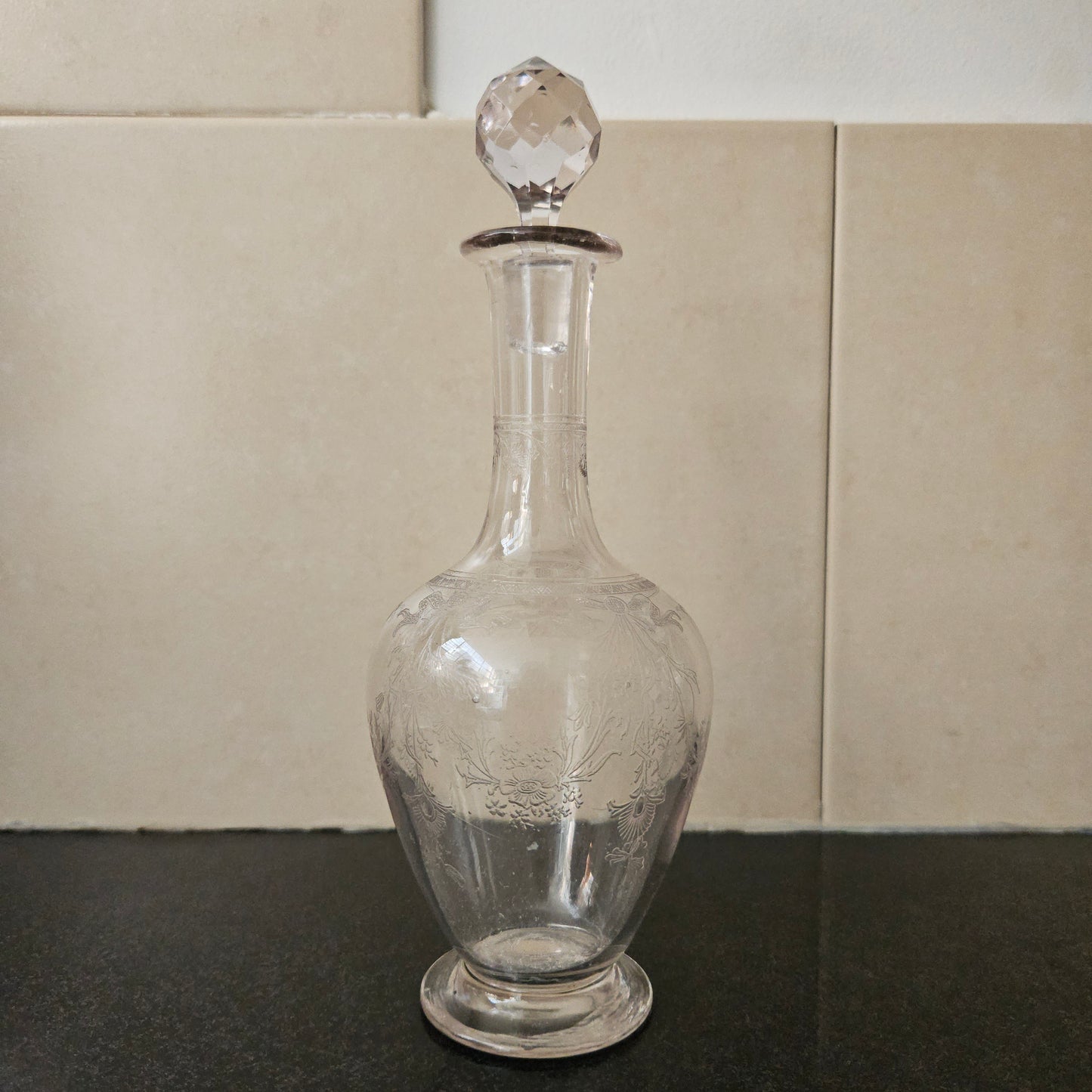 Antique Acid Etched Decanter