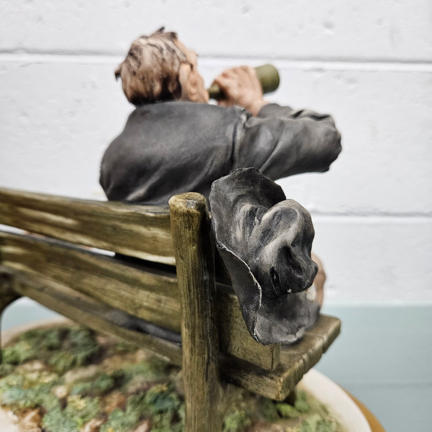 Vintage Capodimonte Tramp Sitting on Park Bench