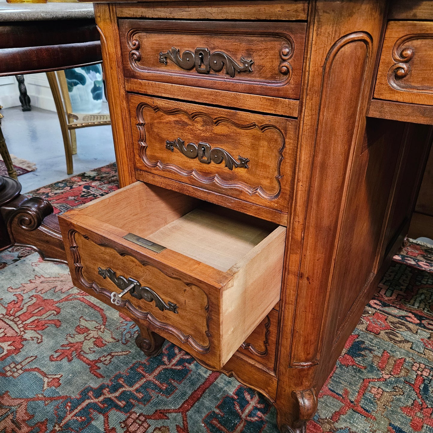 Stunning French Louis XV Style Leather Top Desk