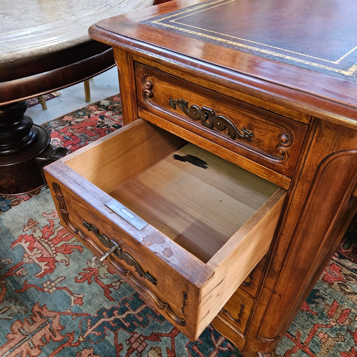 Stunning French Louis XV Style Leather Top Desk