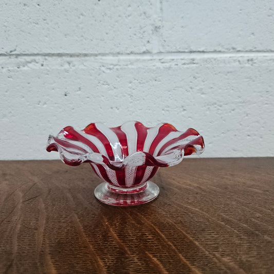 Red & White Murano Latticino Bowl