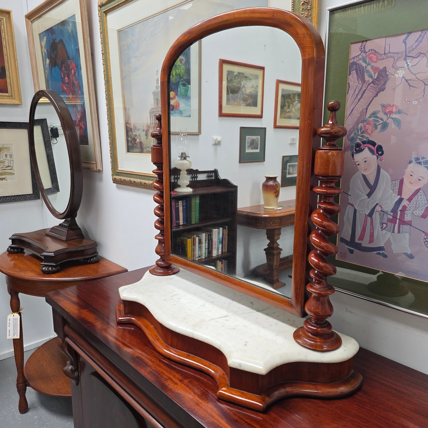 Victorian Marble Based Dressing Table Toilet Vanity Mirror
