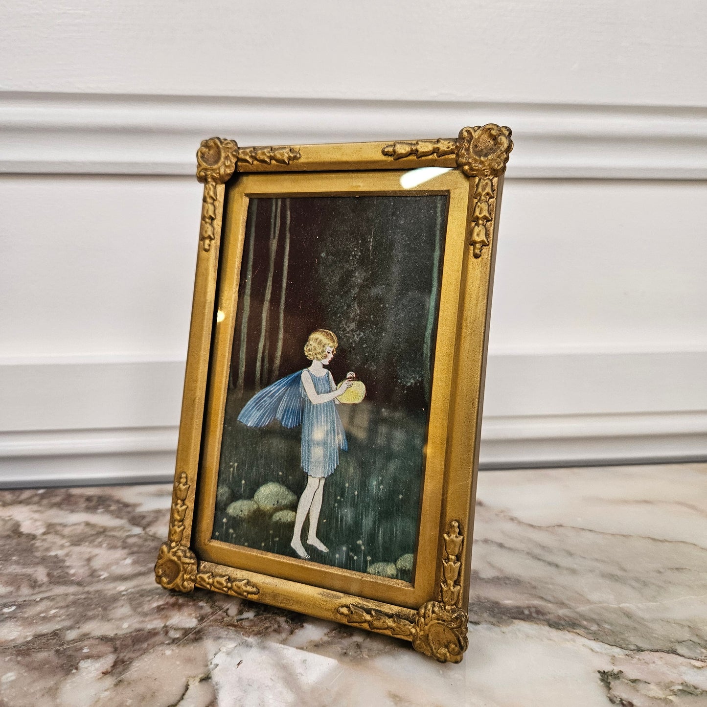 Ida Rentoul Outhwaite Original Postcard in Vintage Metal Frame
