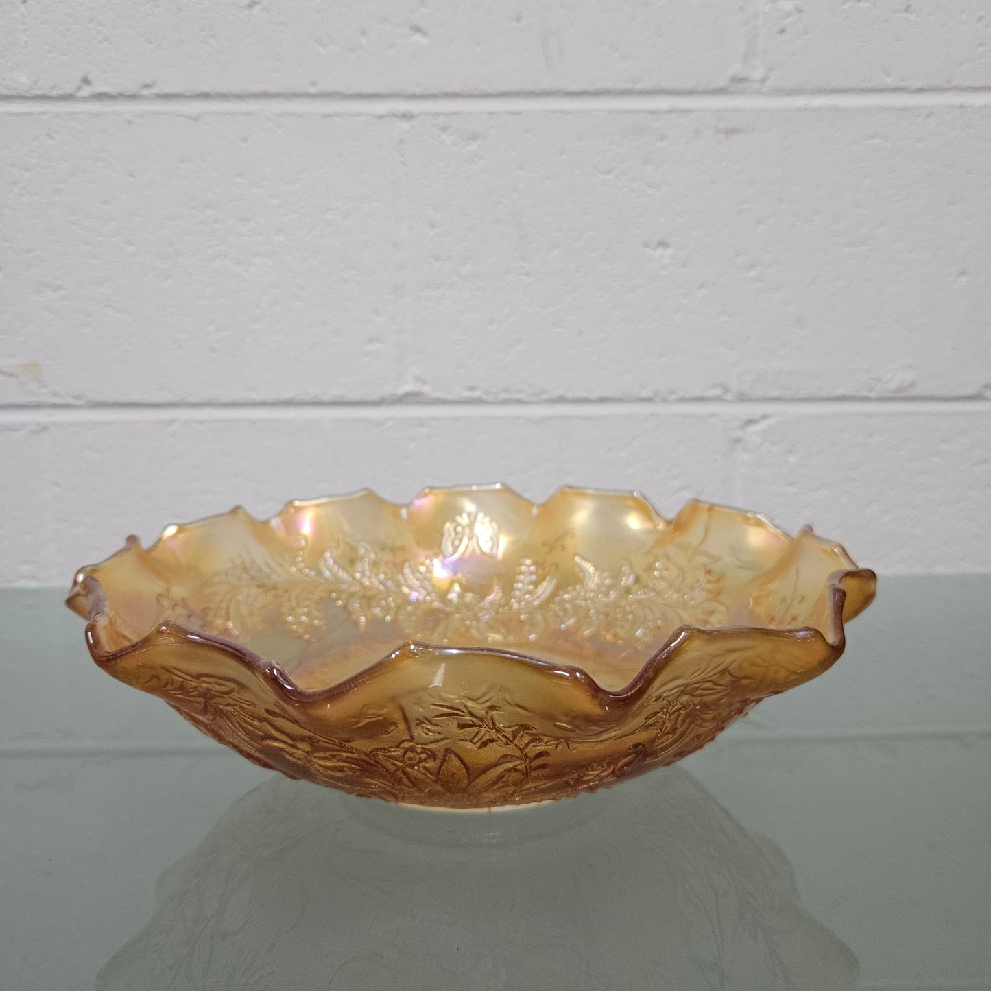 Australian Kookaburra Master Carnival Glass Bowl