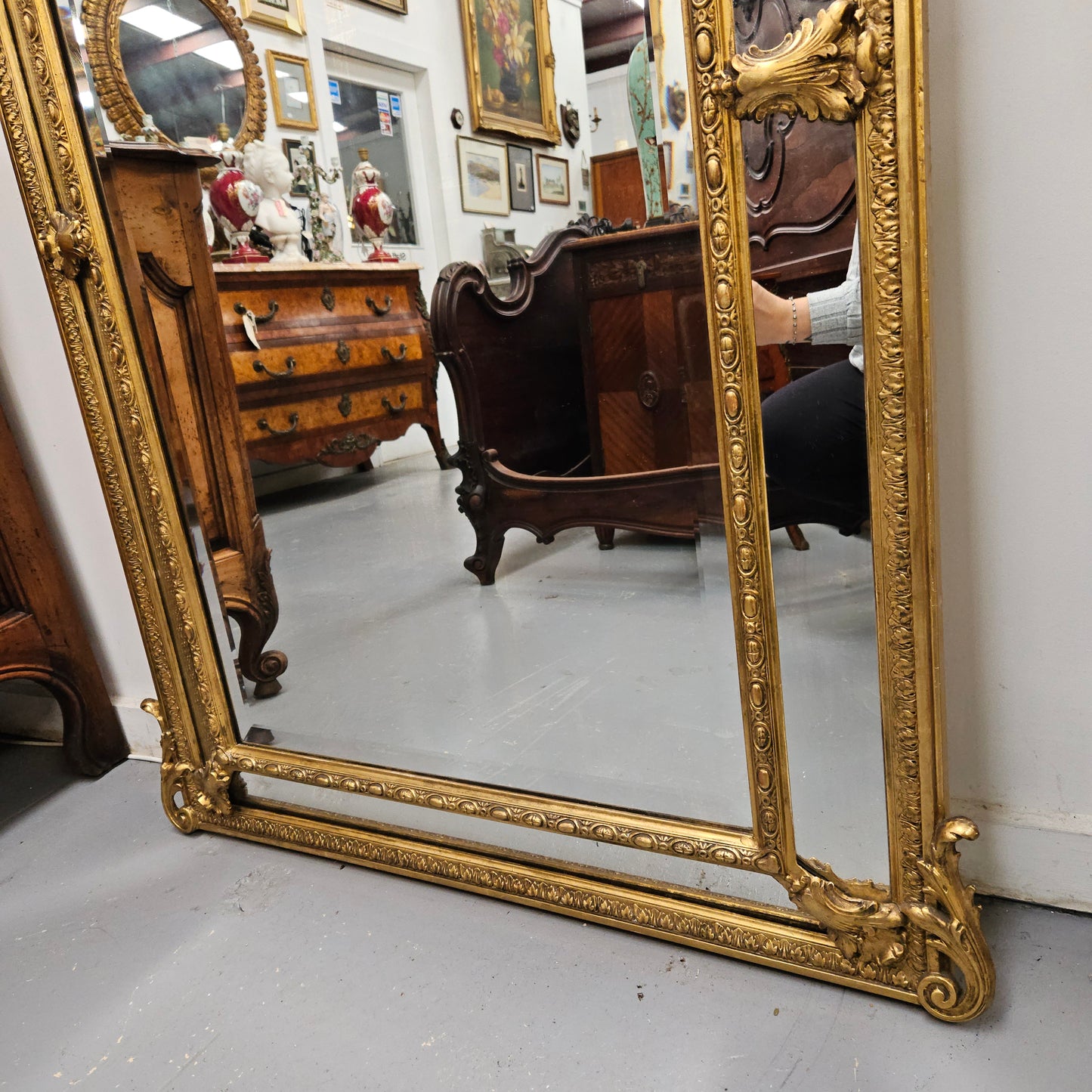 Rare French Louis XV Style Large Cushion Mirror