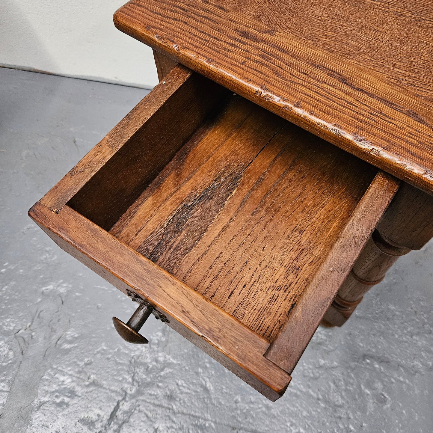 French Oak Farmhouse Style Side Table
