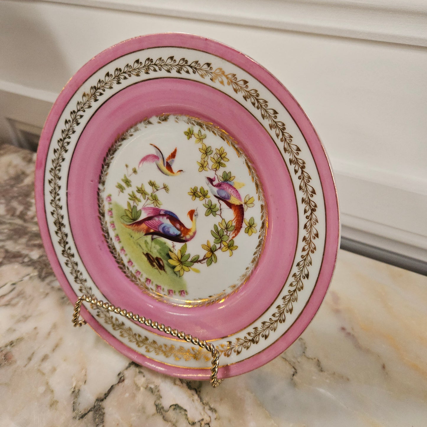 Antique Porcelain Pink/Gilt Plate